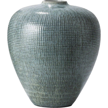 Check Bulbous Vase by Global Views in silver blue. Made from ceramic in a eclectic & global style.