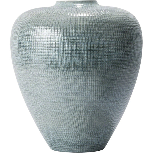 Check Bulbous Vase by Global Views in silver blue. Made from ceramic in a eclectic & global style.