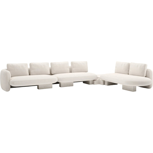 Overlap L Bumper Sectional by Caracole in whisper of gold. Made from stone in a transitional style.