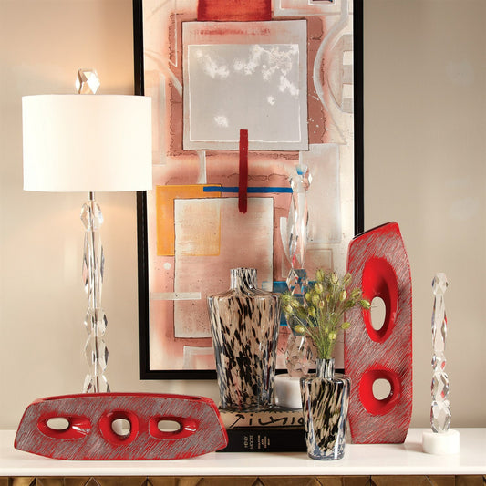 Confetti Shoulder Vase by Global Views in black, beige. Made from artglass in a transitional style.
