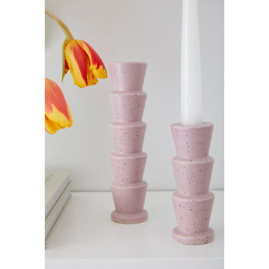 Bryce Candleholder 4 (Set of 4) by Accent Decor in light-purple. Made from ceramic in a unique style.