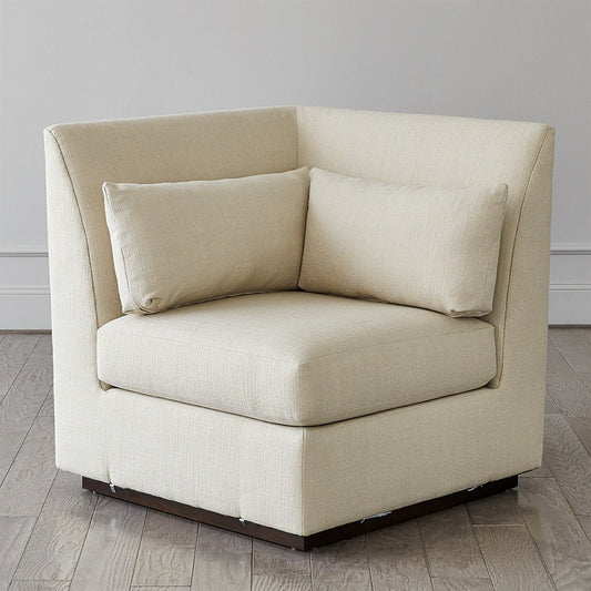 Alder Sectional Corner Chair by Global Views in universal corner. Made from 7, 8 furniture grade hardwood, plywood mix kiln dried wood in a modern style.