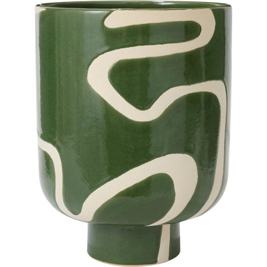 Curvature Pot by Accent Decor in green. Made from ceramic in a unique style.