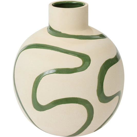 Curvature Vase by Accent Decor in green. Made from ceramic in a unique style.