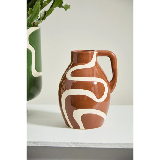 Curvature Jug by Accent Decor in brown. Made from ceramic in a unique style.