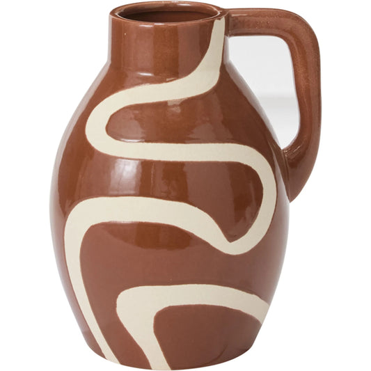 Curvature Jug by Accent Decor in brown. Made from ceramic in a unique style.