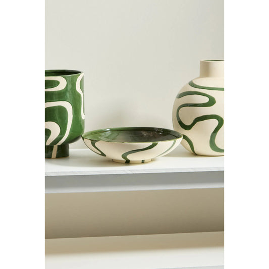 Curvature Bowl by Accent Decor in green. Made from ceramic in a unique style.