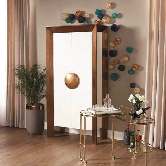 Framed Tall Cabinet by Global Views. Made from aluminum, resin, wood, aluminum handles in a modern style.