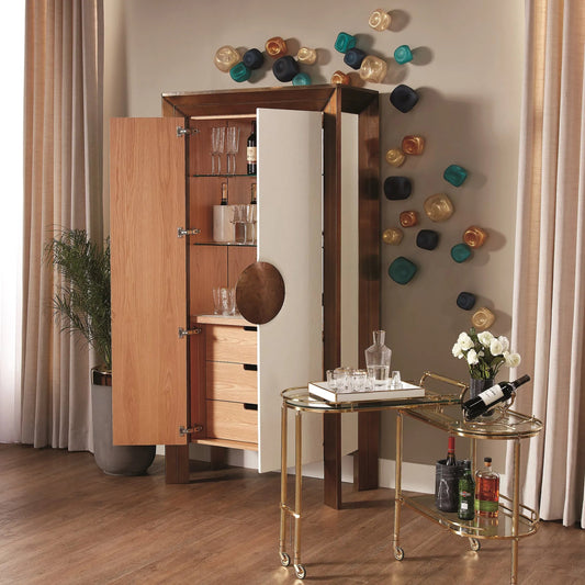 Gallery Folding Bar by Global Views. Made from brass, glass in a modern style.