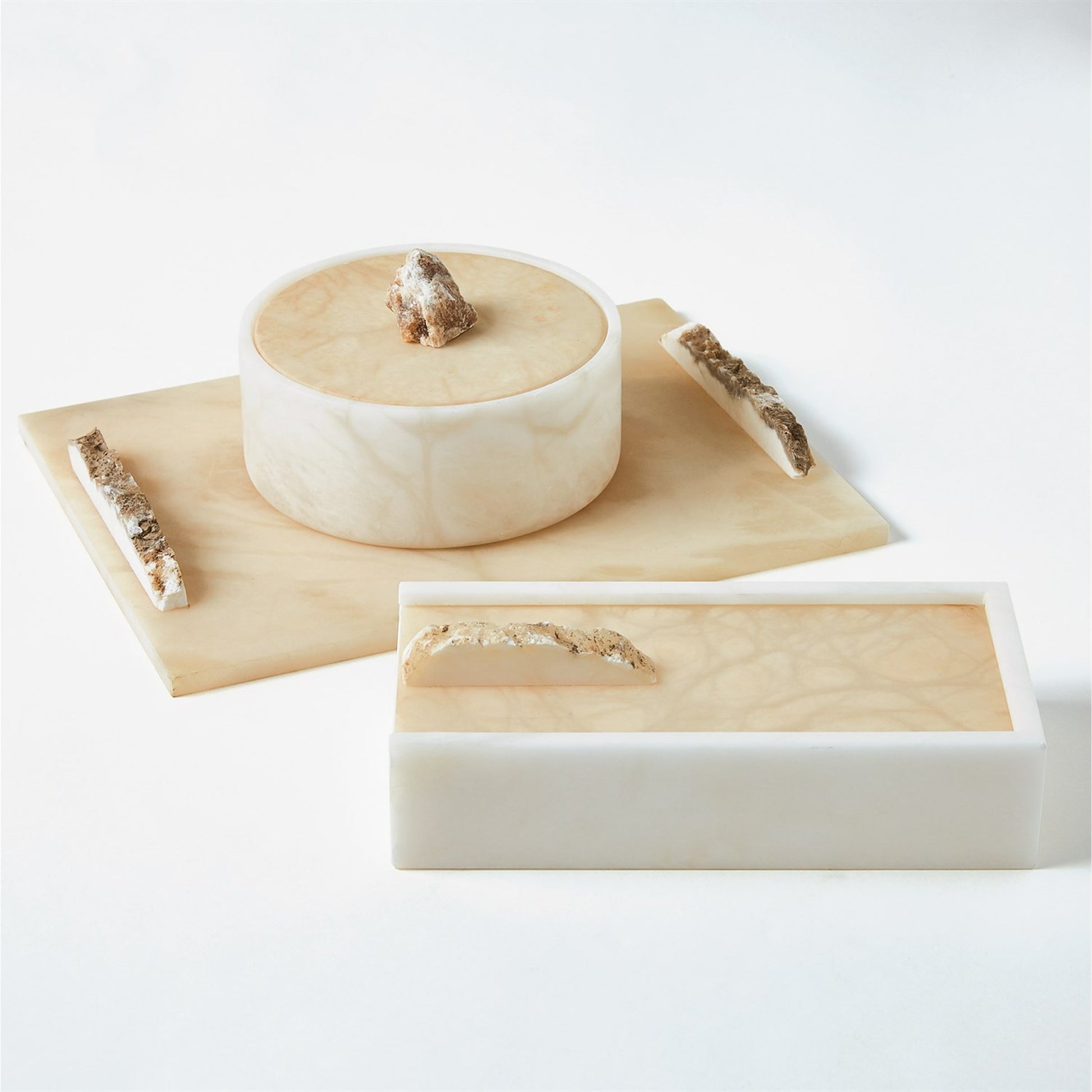 Alabaster Box with Rock Finial by Global Views. Made from alabaster in a modern style.