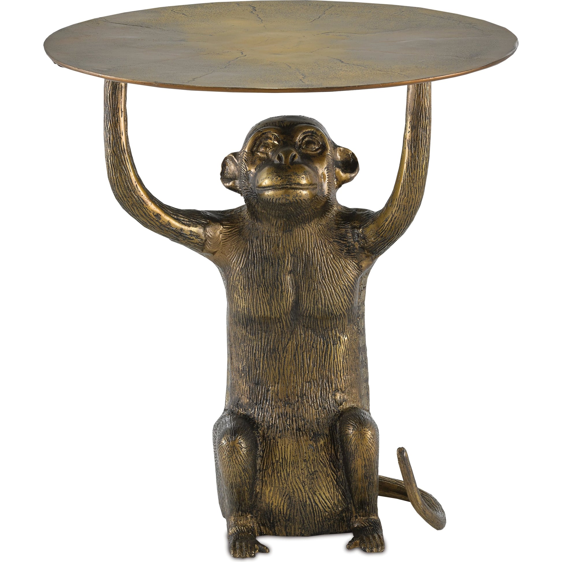 Abu Accent Table by Currey and Company in antique gold. Made from cast aluminum in a eclectic & global style.