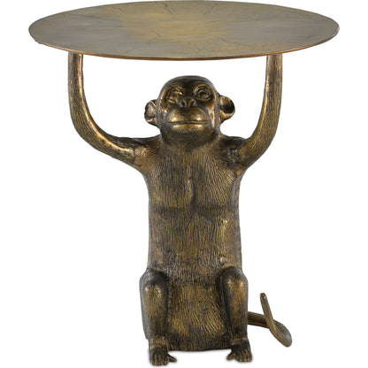 Abu Accent Table by Currey and Company in antique gold. Made from cast aluminum in a eclectic & global style.