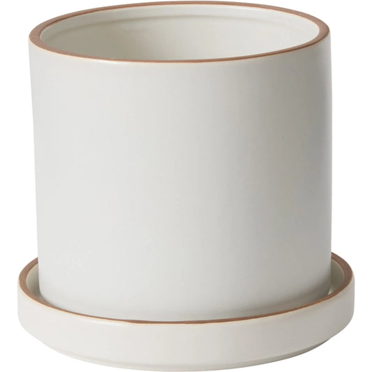 Author Pot with Saucer 2 (Set of 2) by Accent Decor in white. Made from ceramic in a unique style.