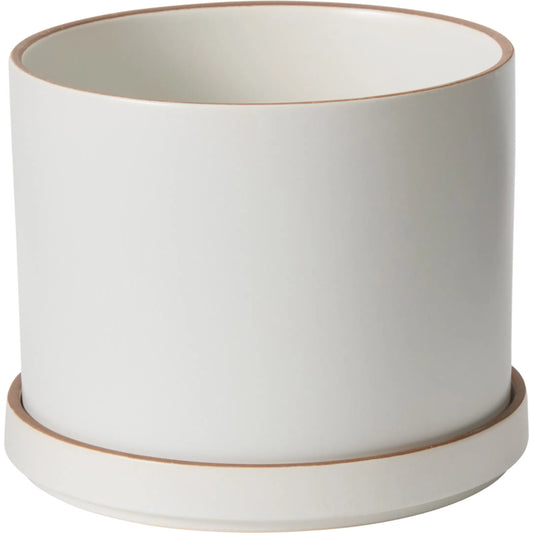Author Pot with Saucer 2 (Set of 2) by Accent Decor in white. Made from ceramic in a unique style.
