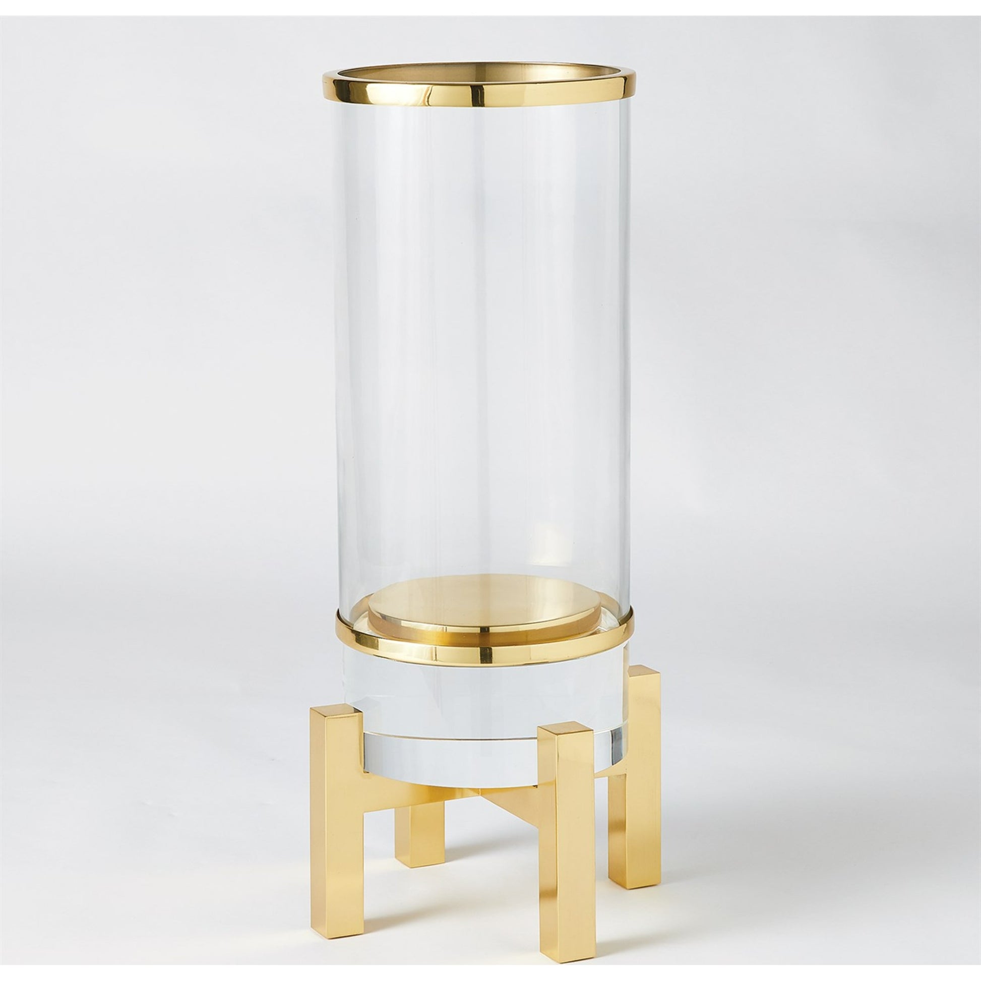 Cylinder Hurricane by Global Views in nickel. Made from brass, nickel, glass in a transitional style.