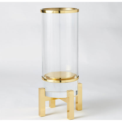 Cylinder Hurricane by Global Views in nickel. Made from brass, nickel, glass in a transitional style.