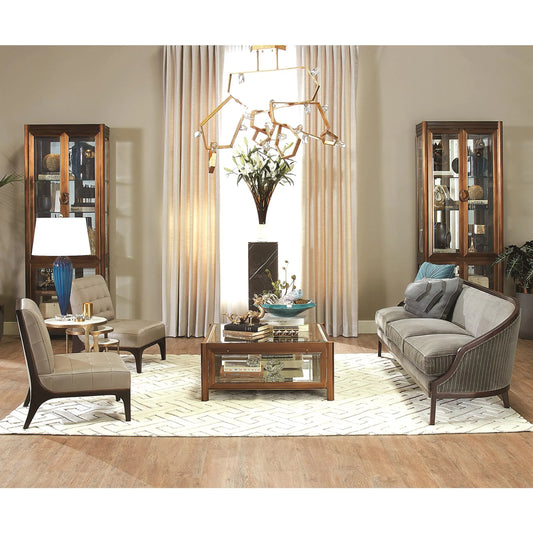 Apothecary Vitrine by Global Views in dark brass. Made from poplar, beveled clear glass in a transitional style.