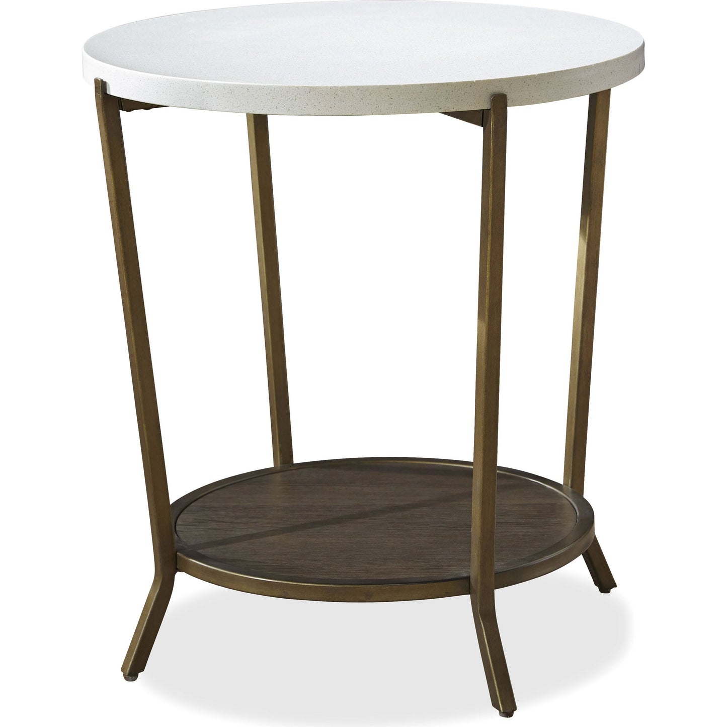 001 SR-813782 | Primary Silo | Playlist Round End Table by Universal Furniture in antique brass and brown eyed girl. Made from unique in a transitional style.