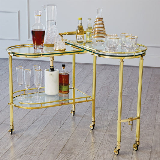 Gallery Folding Bar by Global Views. Made from brass, glass in a modern style.