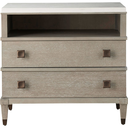 Playlist Two Drawer Nightstand by Universal Furniture in antique brass. Made from unique in a transitional style.