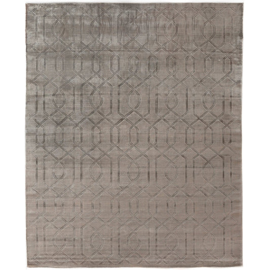 Smooch Geo Rug I by Exquisite Rugs in silver. Made from bamboo silk in a unique style.