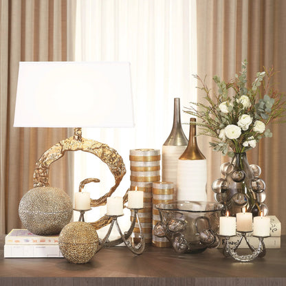 Two Toned Vase by Global Views in gold. Made from ceramic in a eclectic & global style.