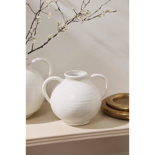 Hampton Vase by Accent Decor in white. Made from ceramic in a modern style.