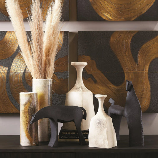 004 SR-892093,SR-892094 | Additional Silo | Golden Raku Vase by Global Views. Made from ceramic raku in a eclectic & global style.