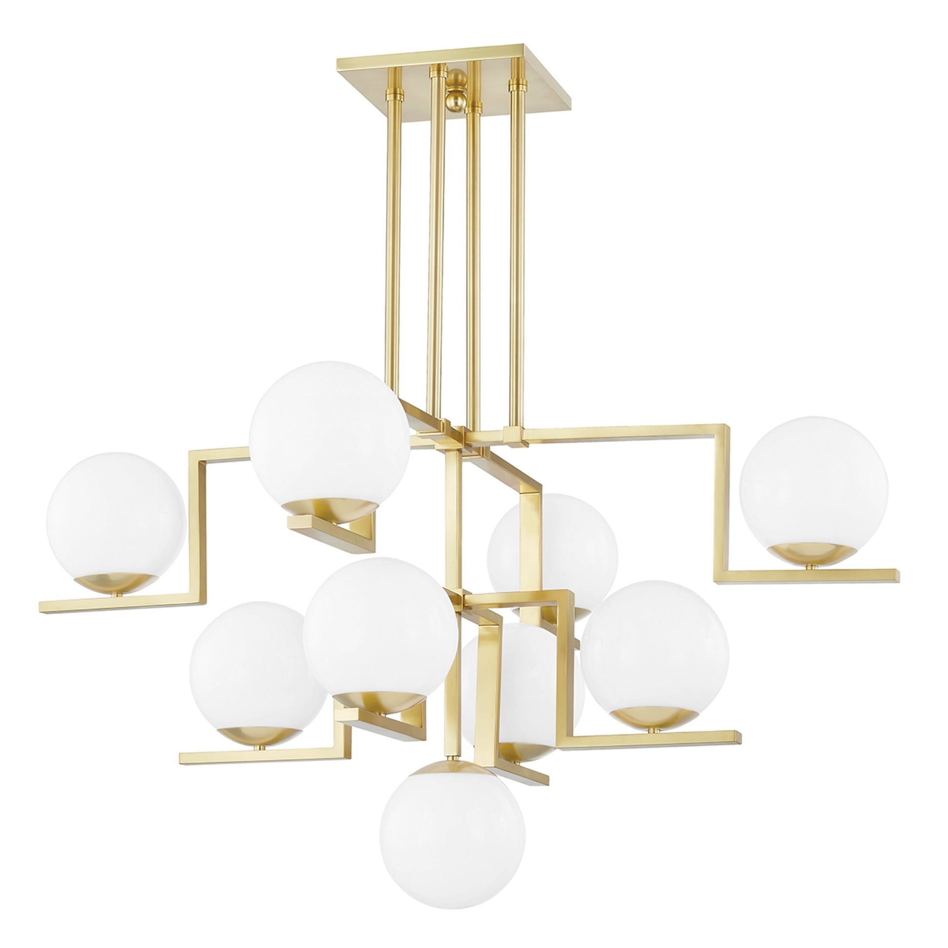 Tanner 9 Light Chandelier by Hudson Valley in polished nickel. Made from steel in a modern style.