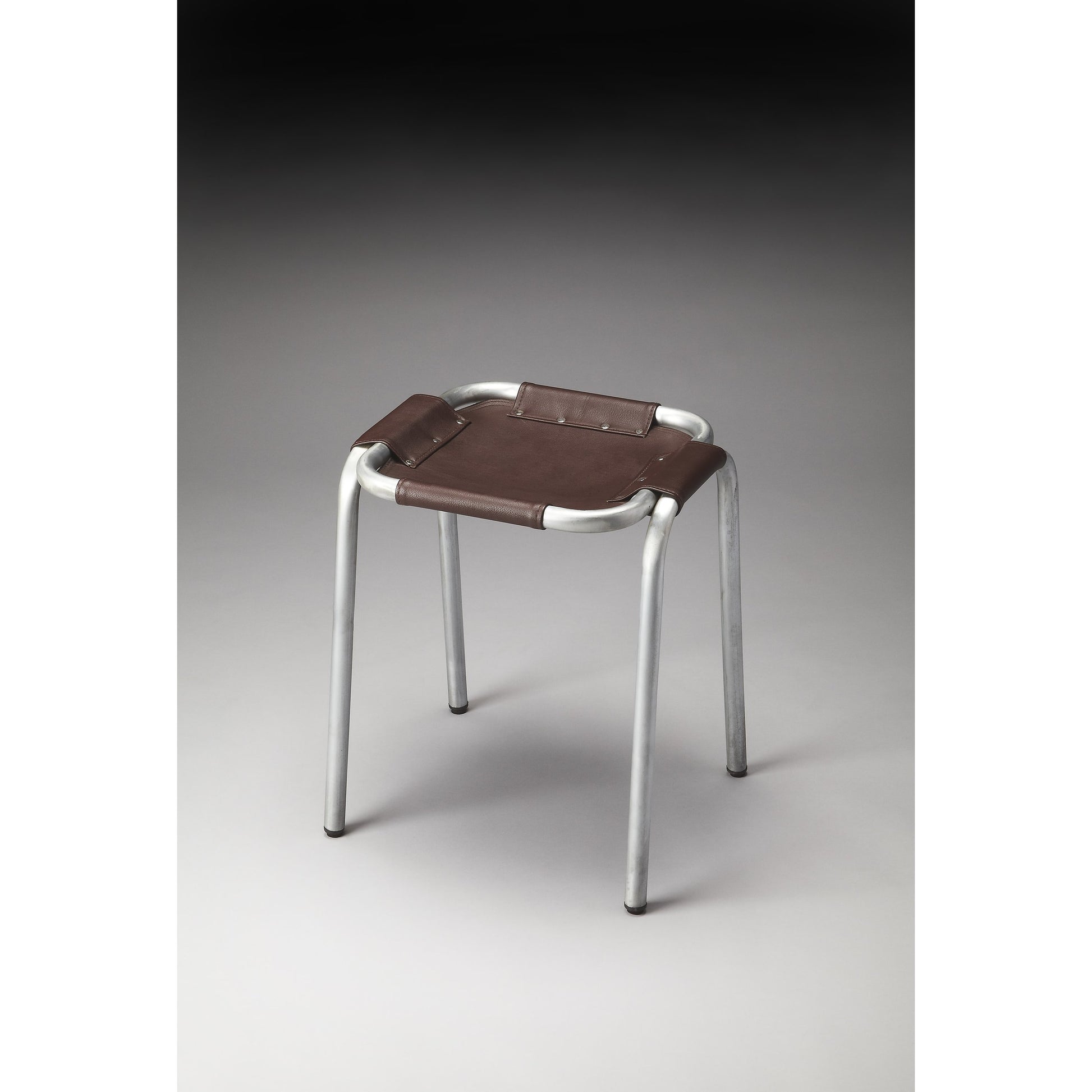 Putnam Industrial Chic Stool by Butler Specialty Company in multi-color and industrial chic. Made from canvas, zink finish in a modern style.