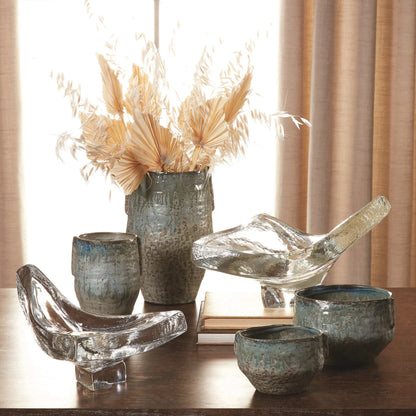 Triangle Slab Bowl by Global Views in natural. Made from glass in a unique style.