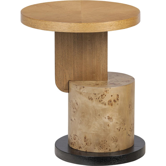 Eros Side Table by Varaluz in black oak, mappa burl, poplar, cherry. Made from unique in a unique style.