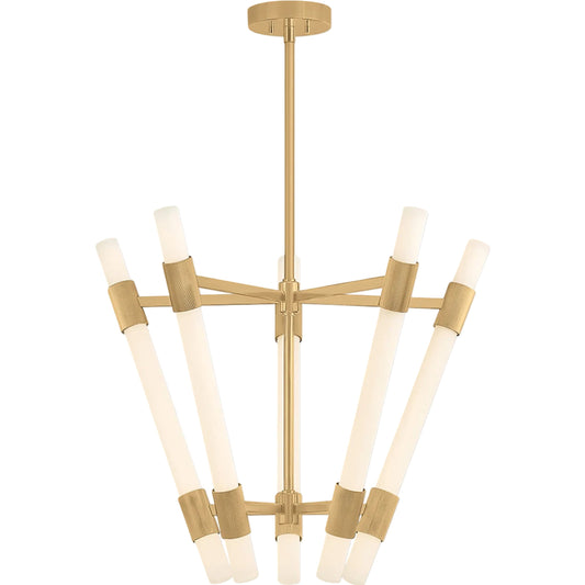 Krakow Chandelier by Corbett in vintage brass. Made from brass in a unique style.
