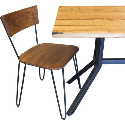 Organic Chair by LH Imports in brown matte, black powder coated. Made from acacia in a modern style.