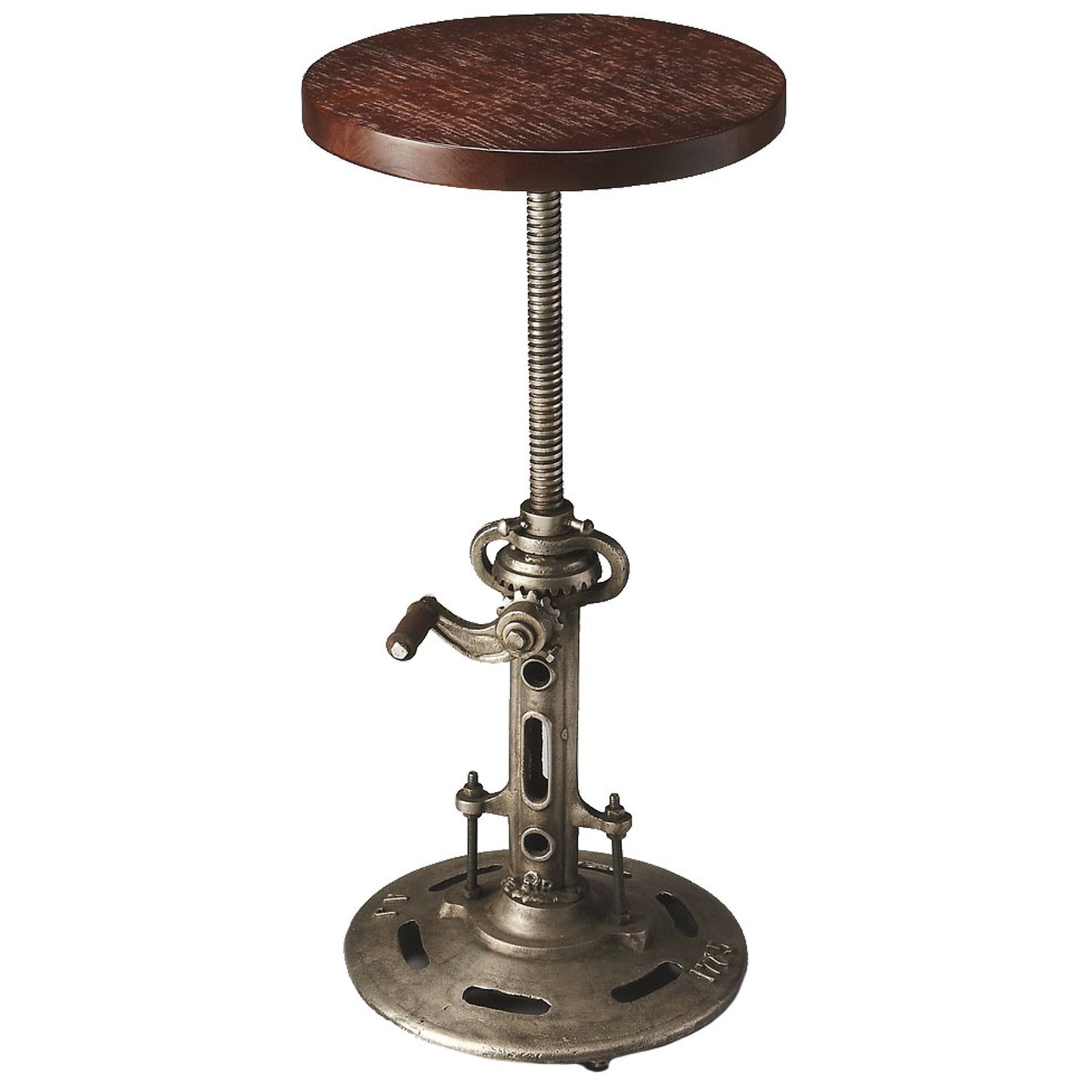 001 O-BUTLER-5091330 | Additional Silo | Everson Wood & Metal Bar Stool by Butler Specialty Company in multi-color and industrial chic. Made from dark ant. silver, rough brown wood in a modern style.