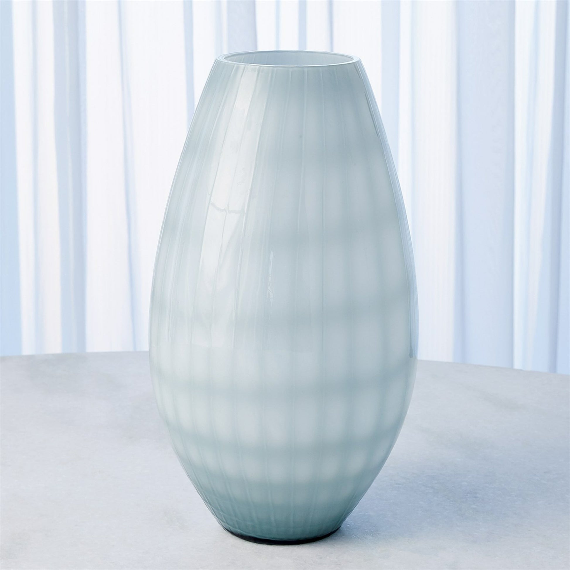 Cased Glass Grid Vase by Global Views in blue, gray. Made from artglass in a modern style.