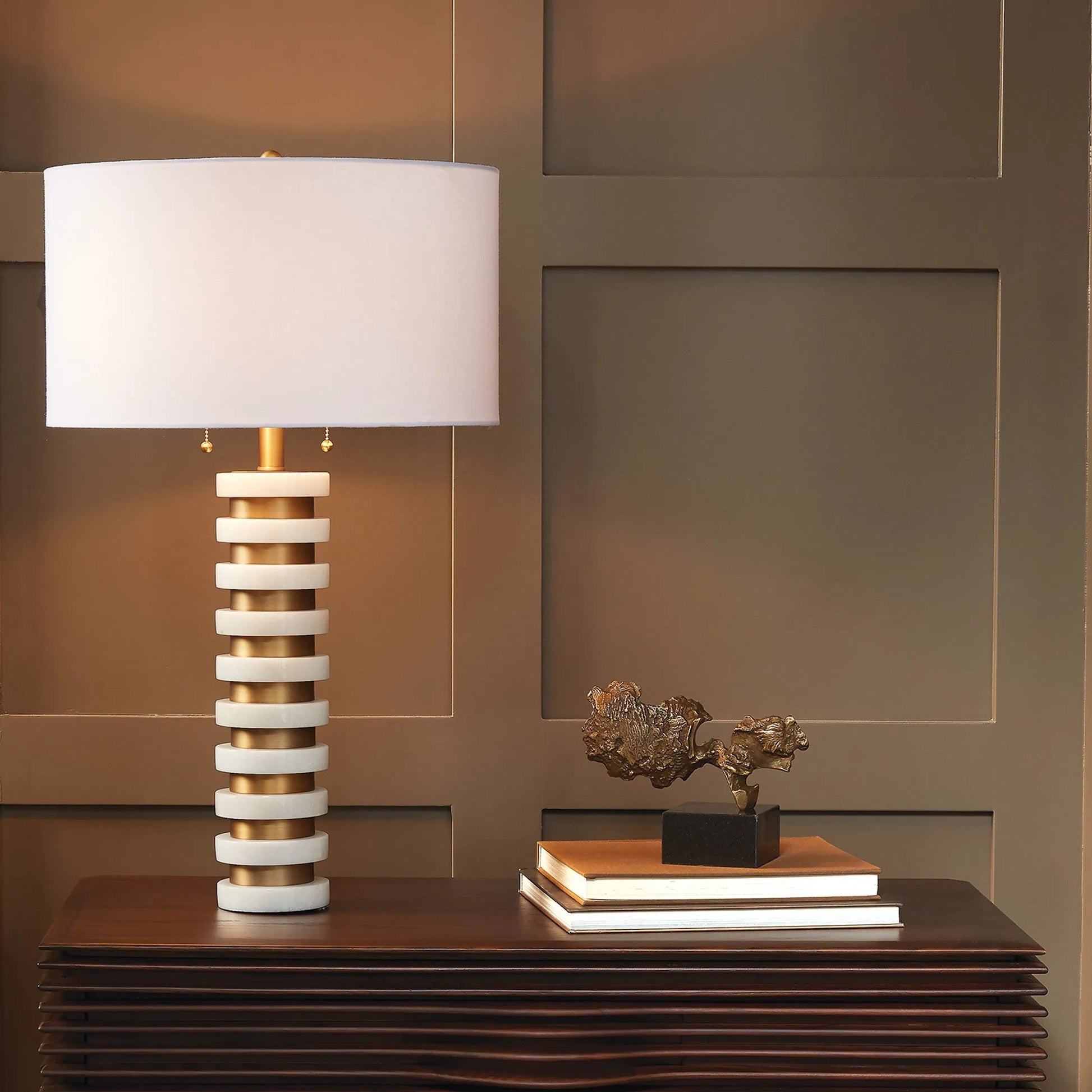 Marble Stack Lamp by Global Views. Made from unique in a transitional style.