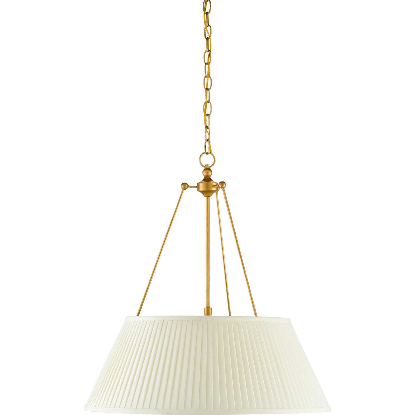 011 SI-1894408 | Additional Silo | Lytham Pendant by Currey and Company in antique gold leaf, white. Made from wrought iron, fabric in a traditional style.