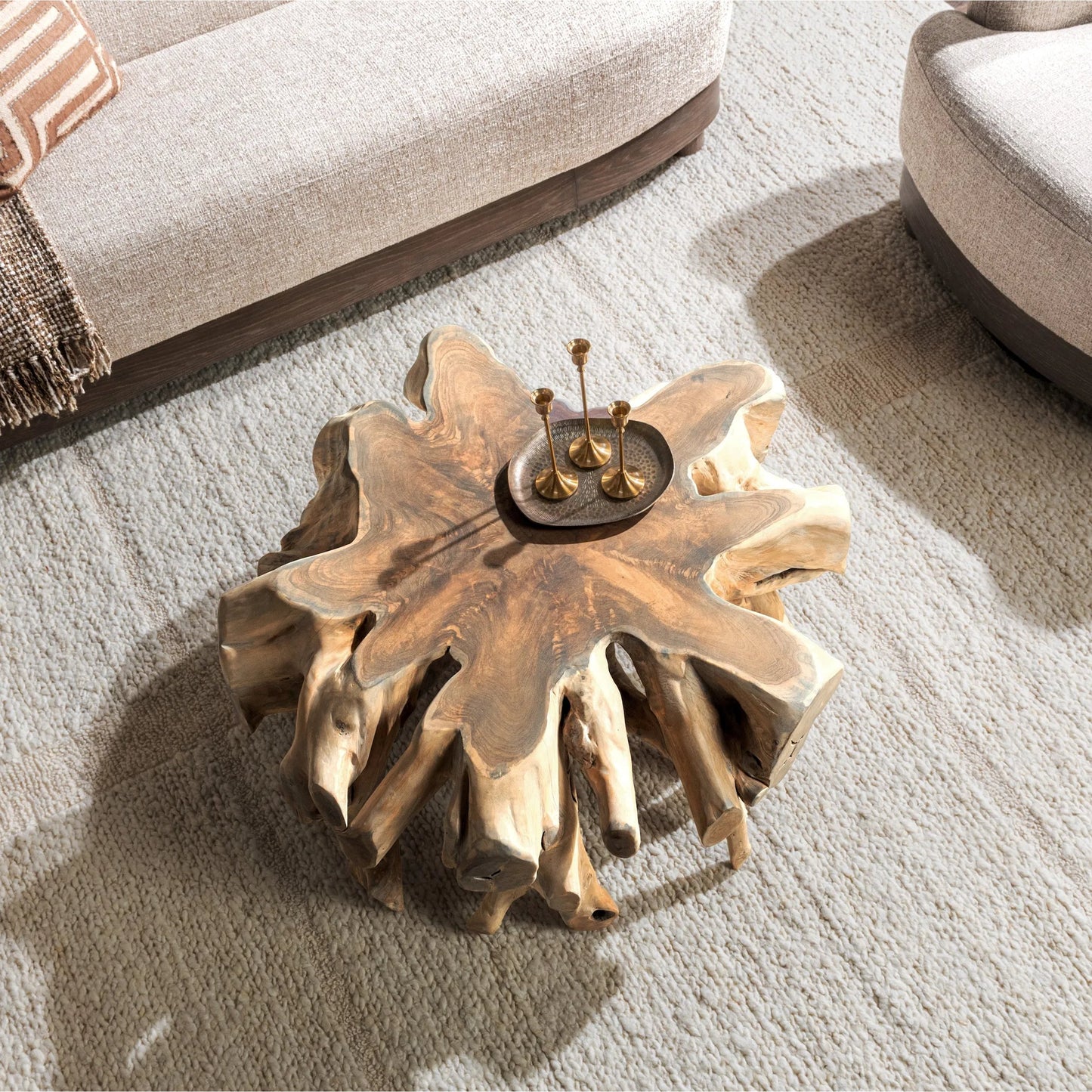 003 SI-2518799 | Lifestyle | Cypress Coffee Table by Classic Home in natural white wash. Made from teak wood in a cottage & farmhouse style.