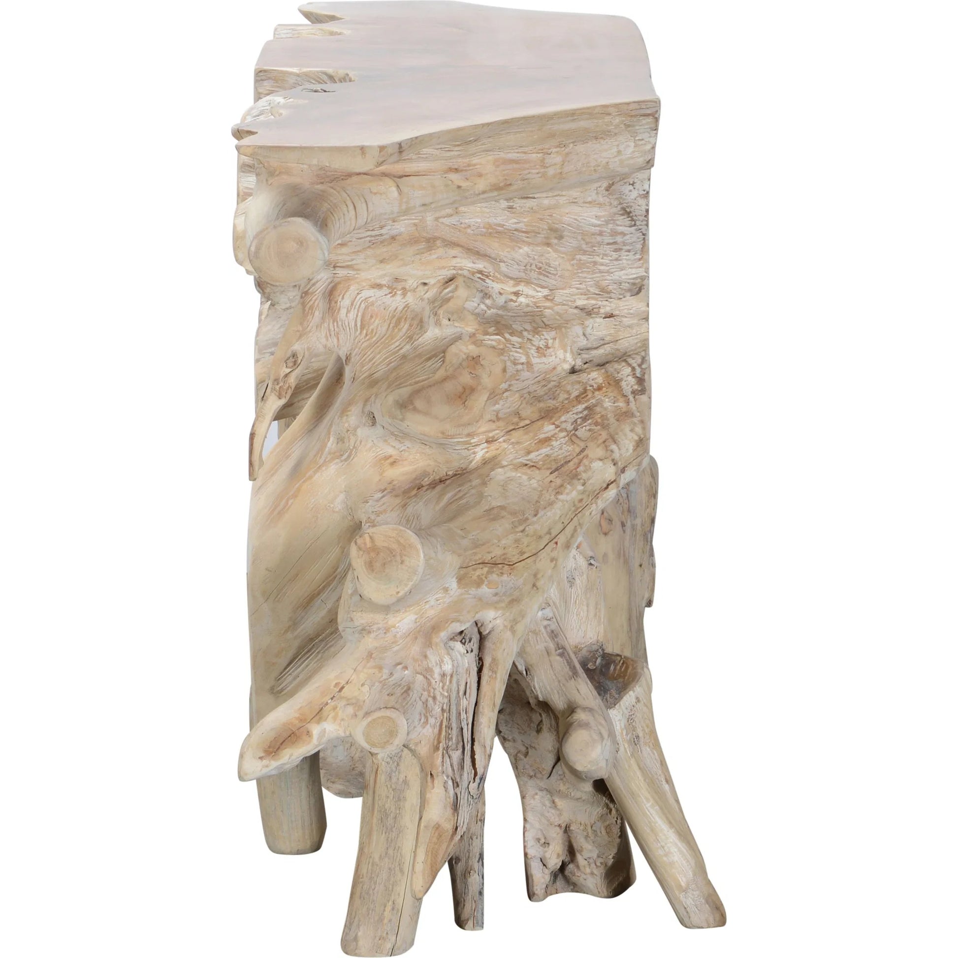 Cypress Console Table by Classic Home in natural white wash. Made from teak wood in a cottage & farmhouse style.