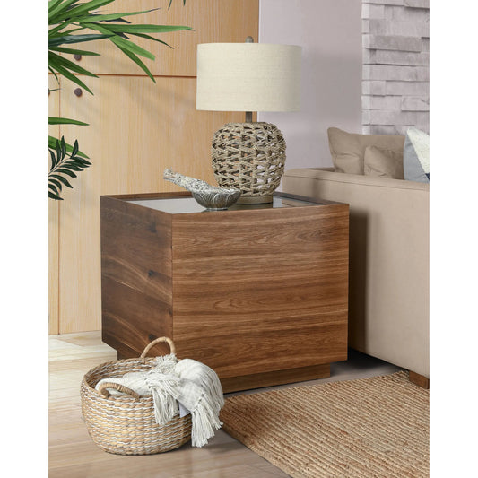 Santa Barbara End Table by Classic Home in brown. Made from oak veneer in a unique style.