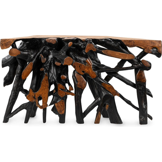 Cypress Teak Wood Root Console Table by Classic Home. Made from teak wood in a unique style.