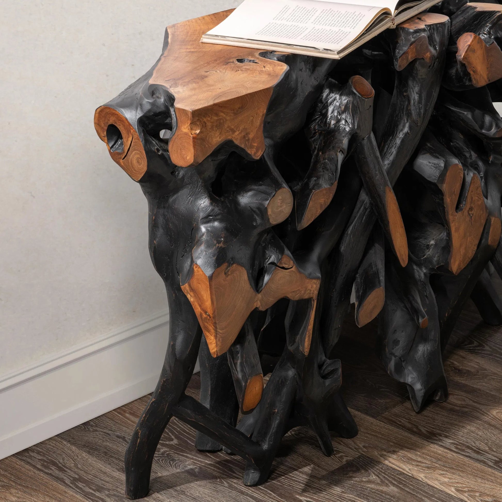 Cypress Teak Wood Root Console Table by Classic Home. Made from teak wood in a modern style.