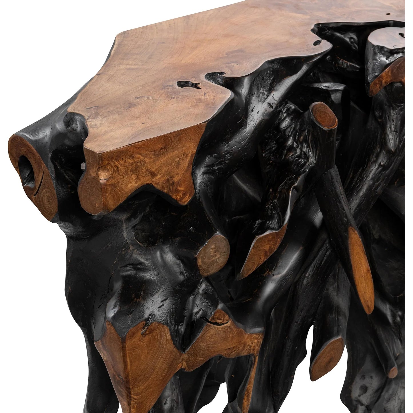 019 SI-2303314 | Closeup | Cypress Teak Wood Root Console Table by Classic Home. Made from teak wood in a modern style.