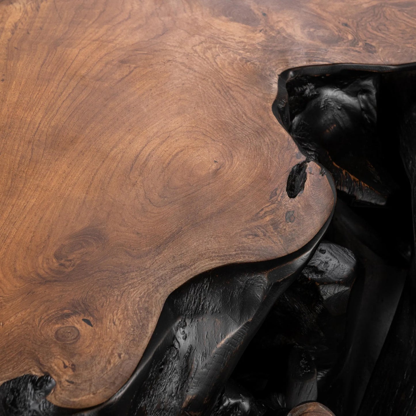 021 SI-2303314 | Closeup | Cypress Teak Wood Root Console Table by Classic Home. Made from teak wood in a modern style.