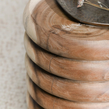 Gala Round Meh Wood End Table by Classic Home in natural. Made from meh wood in a transitional style.