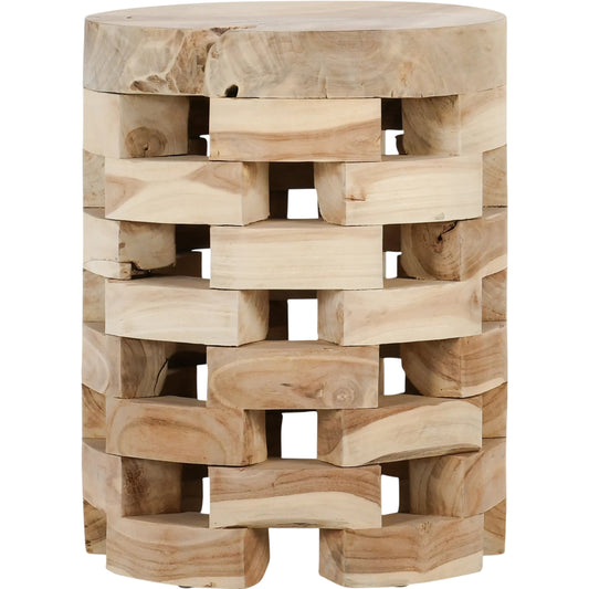 Dacosta Teak Wood Round Accent Table by Classic Home in natural. Made from teak wood in a unique style.