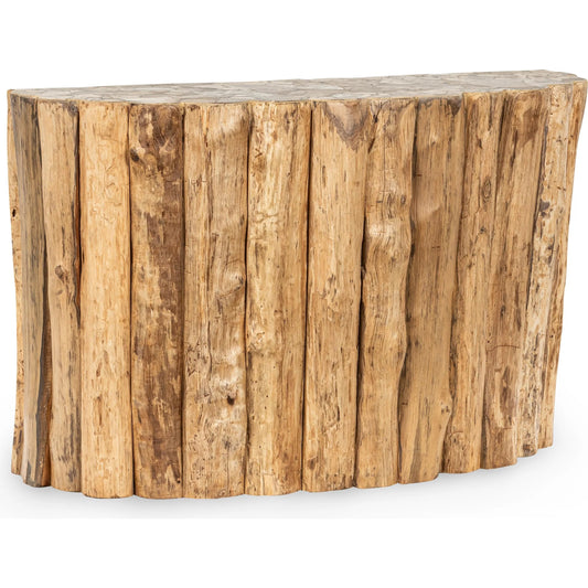 Norwest Petrified Teak Wood Console Table by Classic Home. Made from teak wood in a unique style.