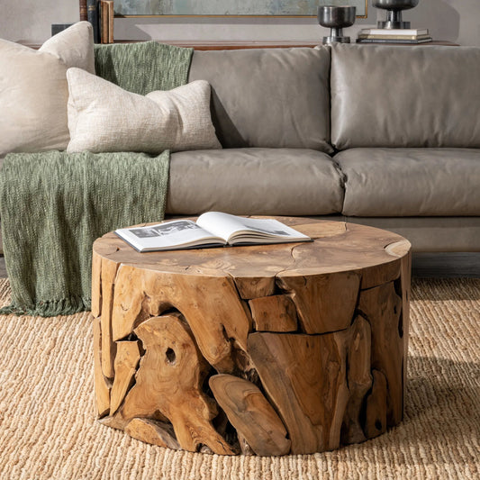 Rhea Teak Wood Coffee Table by Classic Home. Made from teak wood in a cottage & farmhouse style.