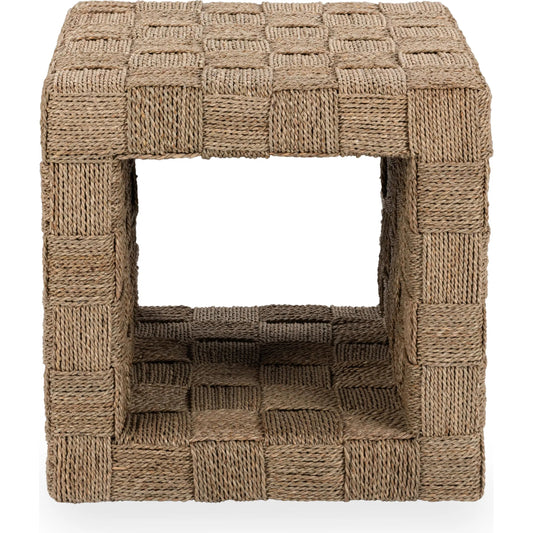 Neyla End Table by Classic Home in natural. Made from seagrass, plywood in a rustic style.